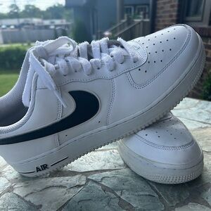 Nike - White with Black Swoosh Air Force One Shoes